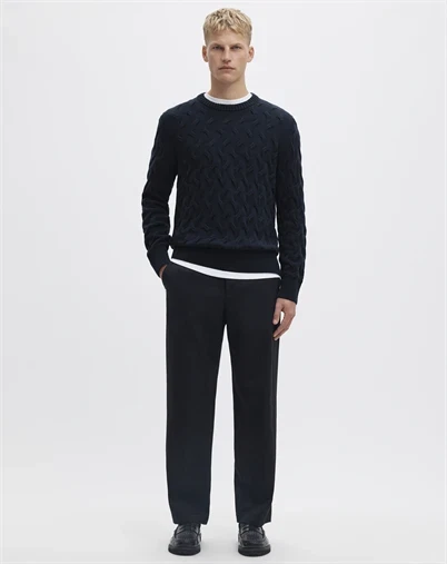 Selected - SLMCarlos Cable Crew Neck - Sky Captain